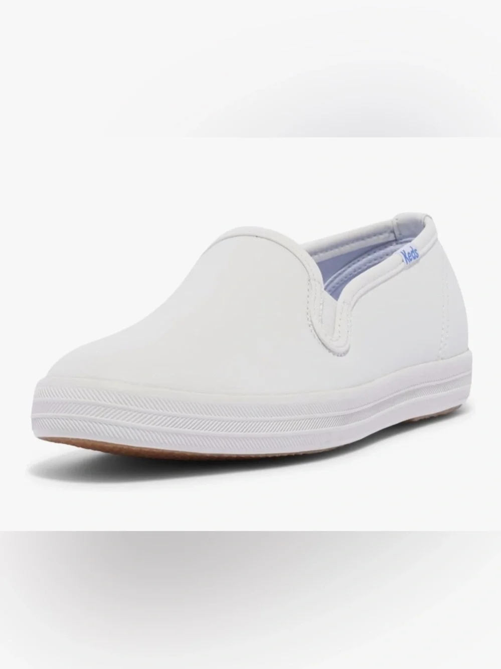Keds White Slip-On Leather Sneakers, 6.5 - Picture 1 of 6